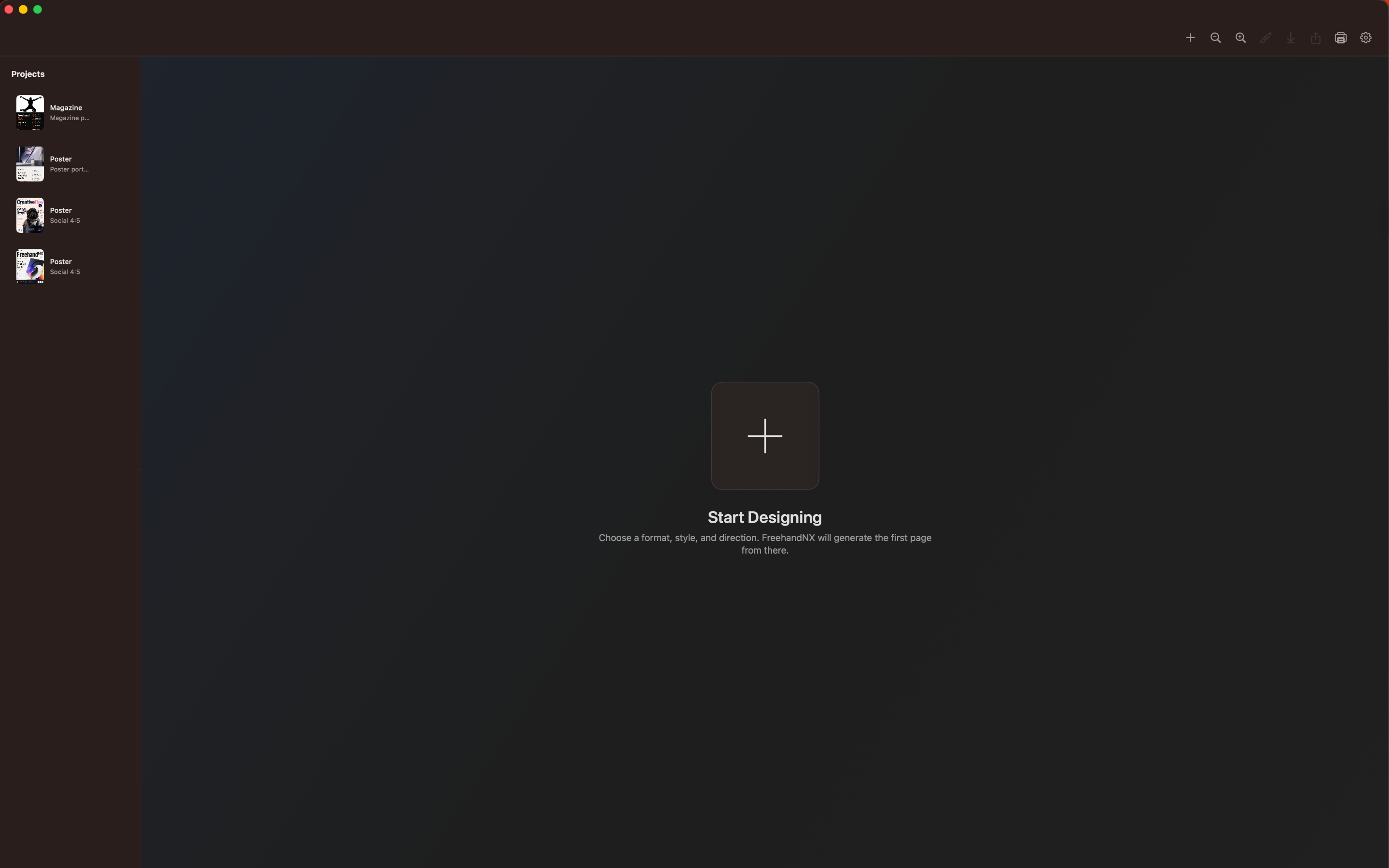 FreehandNX Mac workspace screenshot